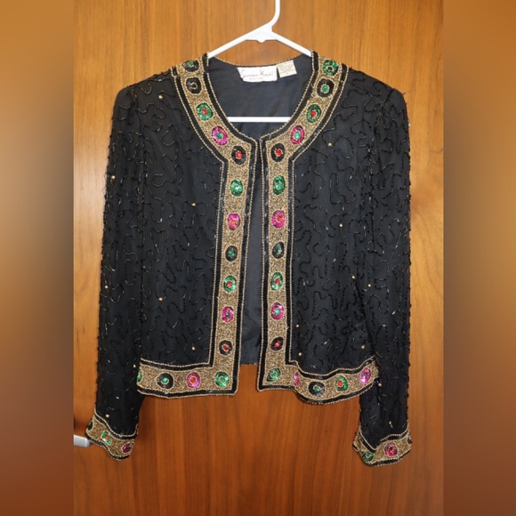 Laurence Kazar Jackets & Blazers - Vintage Laurence Kazar Black Jacket with Jewel Embellishments